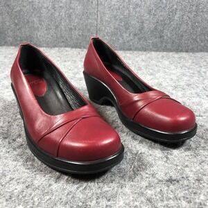 Dansko Wedge Pumps Womens 9.5-10 Red Leather Slip On Comfort Heels Shoes